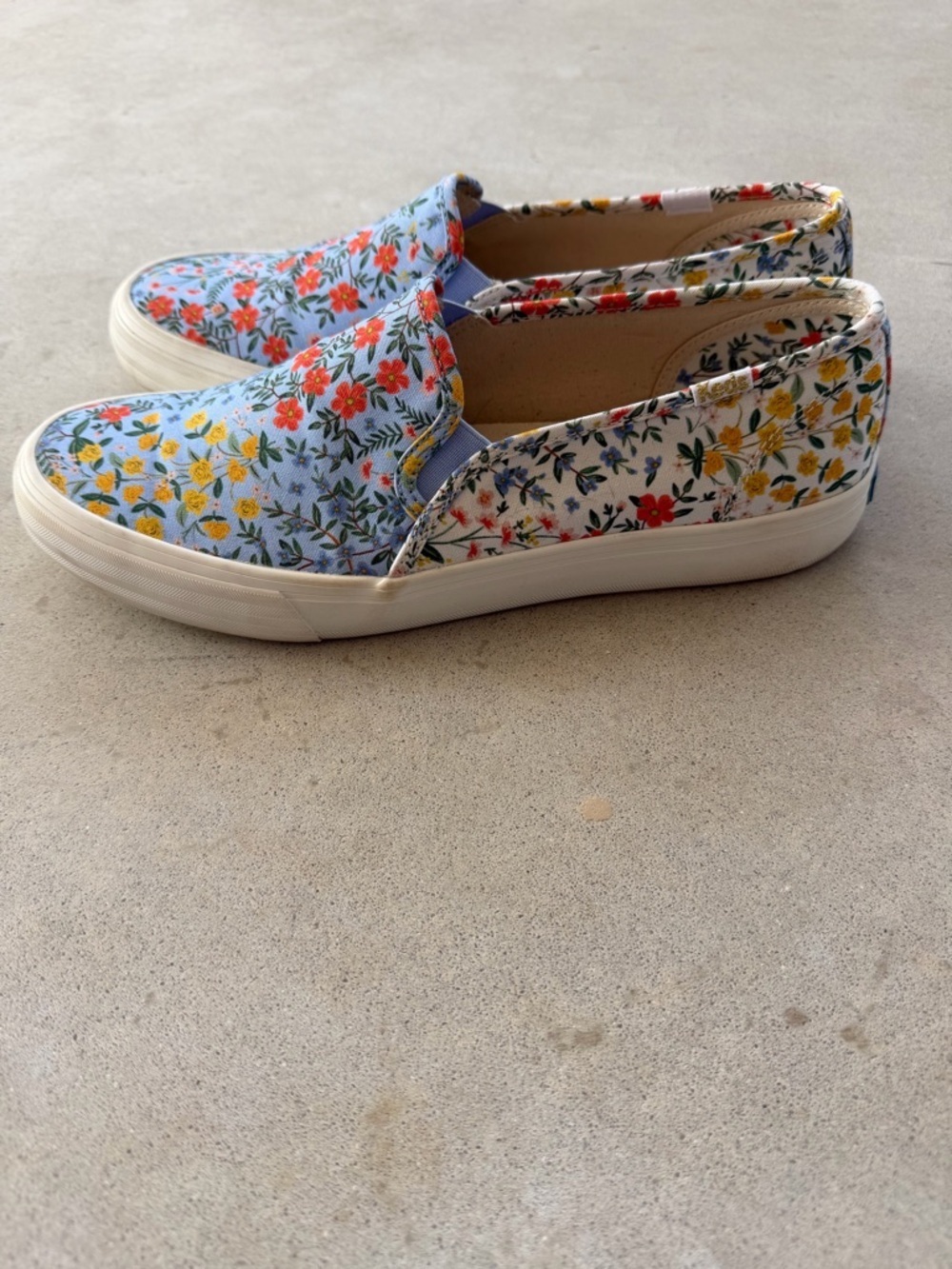 Keds + Rifle Paper Co. Blue White Floral Slip-On Sneaker Shoes Women's Size 10 - Picture 5 of 11
